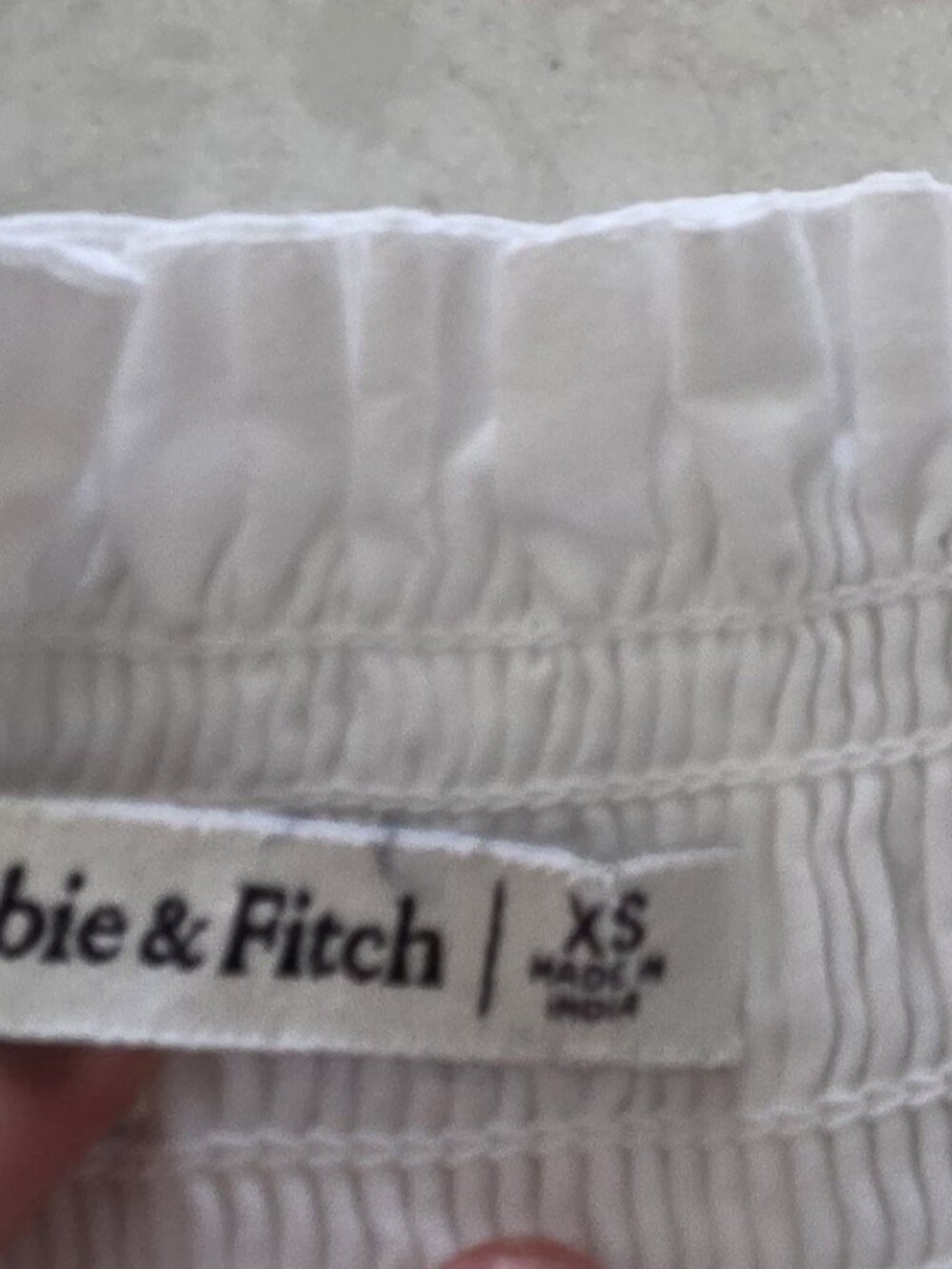 Abercrombie & Fitch Smocked Babydoll Mini Dress WHITE XS Pockets - Picture 11 of 11